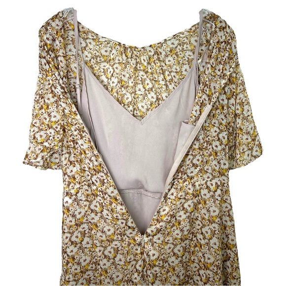 ASTR - Women’s 'Flutter Sleeve Maxi Dress' in Mustard Ditsy Floral- Yellow Large - Picture 11 of 13